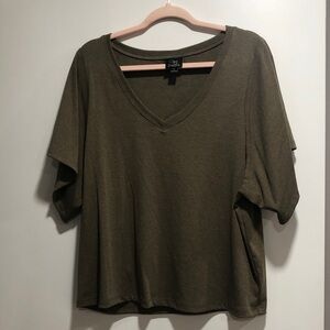 Zara Olive Short Sleeve V-Neck Tee